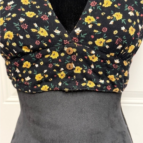 Urban Outfitters Out From Under Black Floral Crop Top Bralette Halter Tie Small - Picture 5 of 5